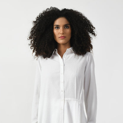White Line Texture Long Tunic