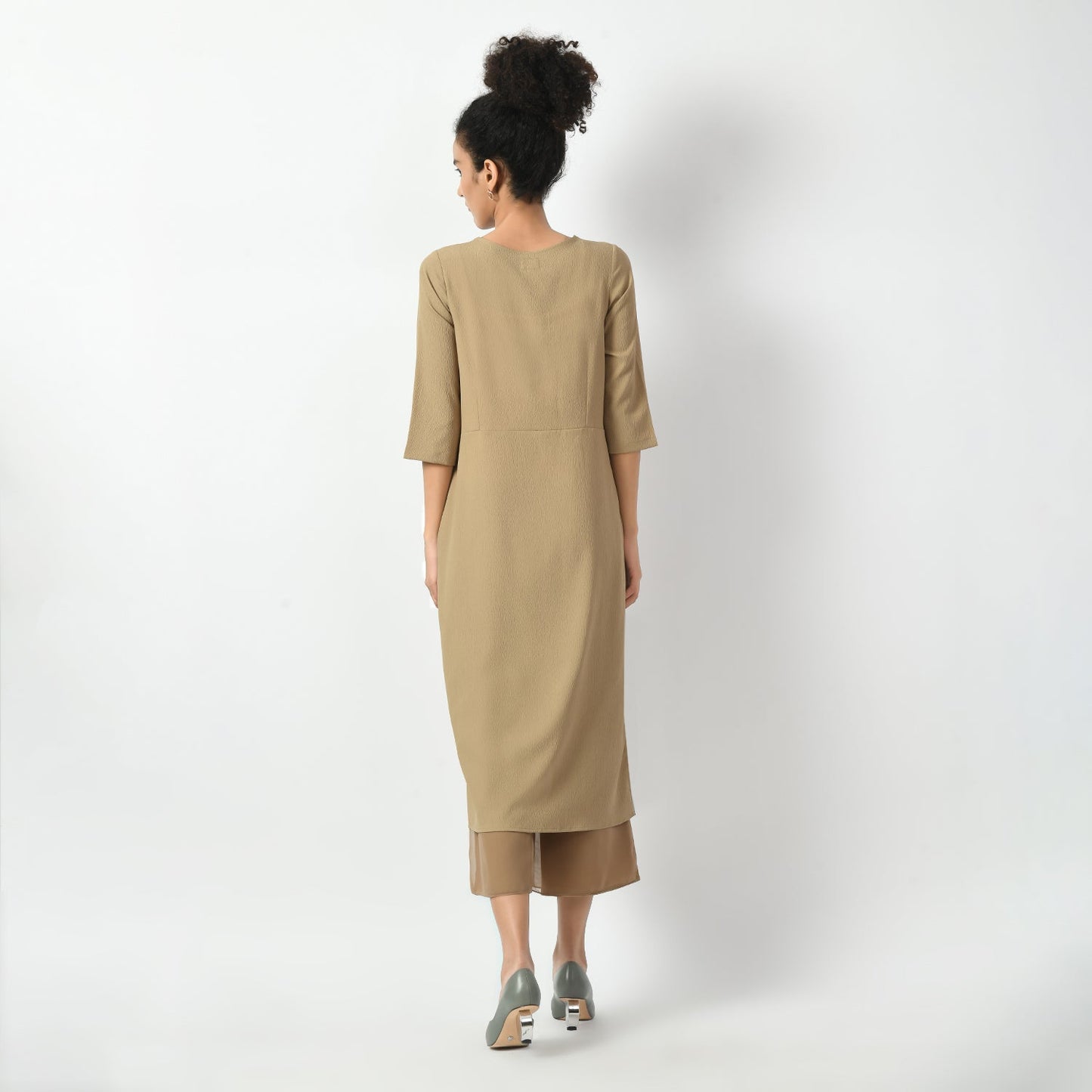 Beige Texture Drape Dress