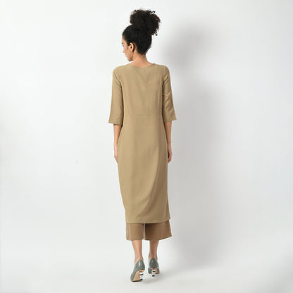 Beige Texture Drape Dress