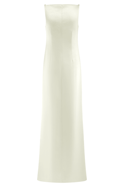Violet Sleeveless Satin Maxi Dress - White