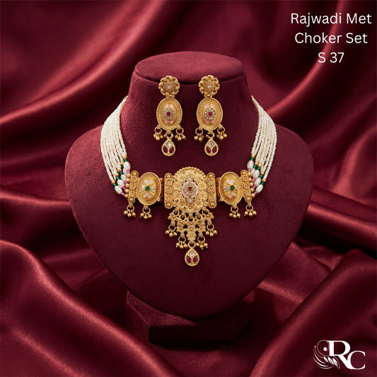 Rajasthani Moti Kundan Necklace Set | S42 - S08