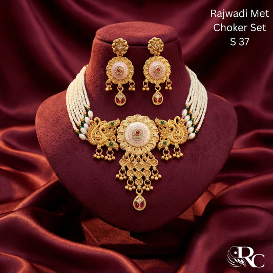 Rajasthani Moti Kundan Necklace Set | S42 - S05