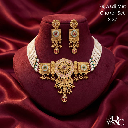 Rajasthani Moti Kundan Necklace Set | S42 - S06