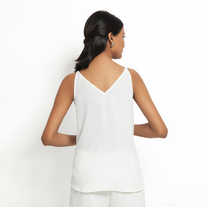White Crepe Spaghetti Top