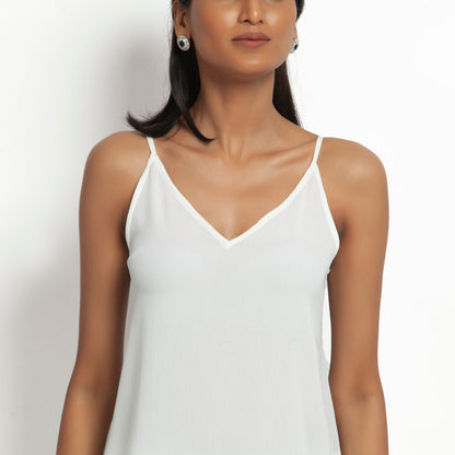 White Crepe Spaghetti Top