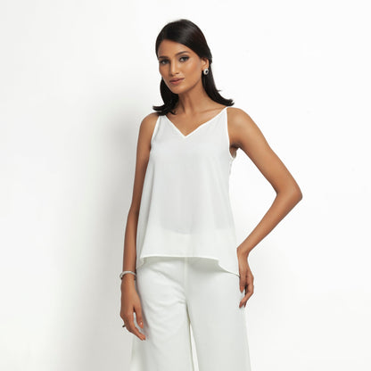 White Crepe Spaghetti Top