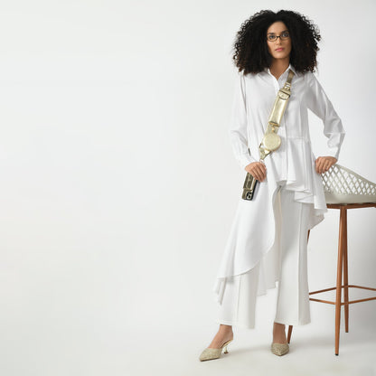 White Line Texture Long Tunic