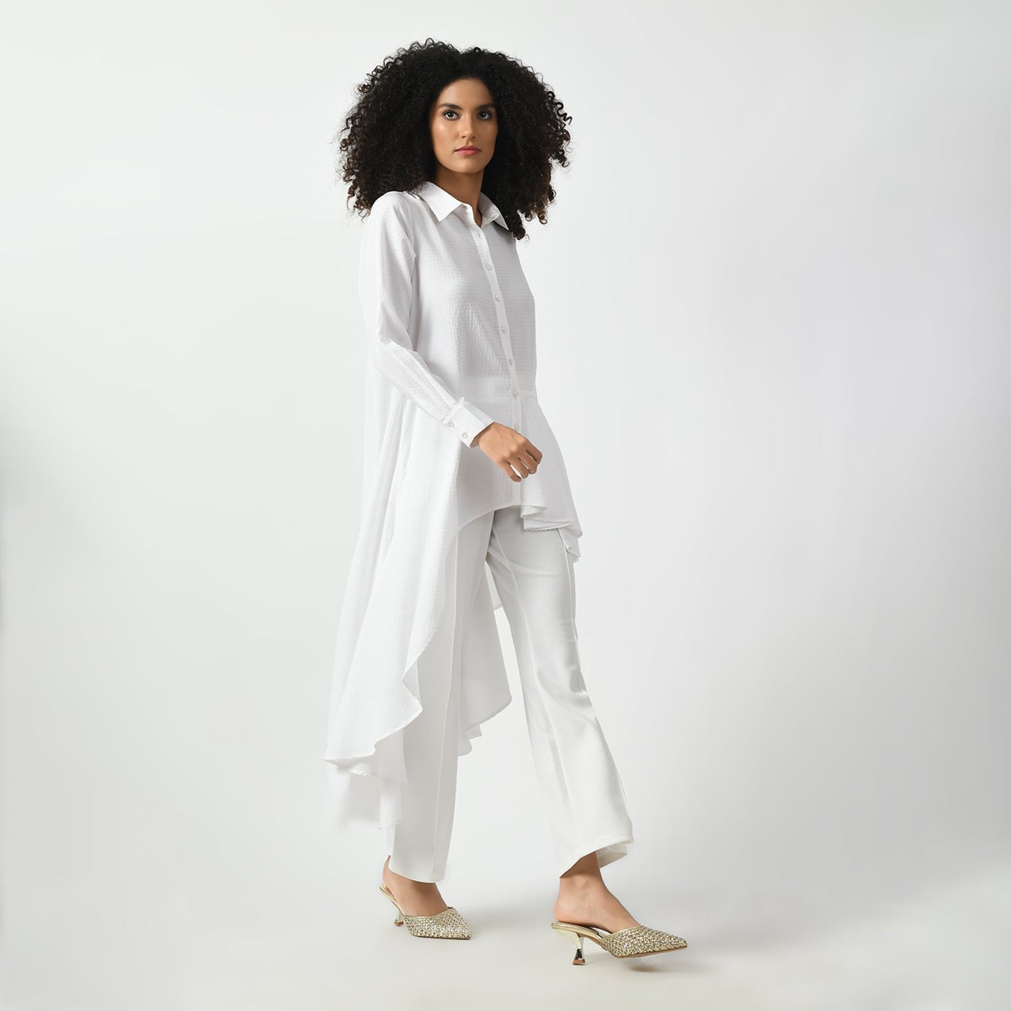 White Line Texture Long Tunic