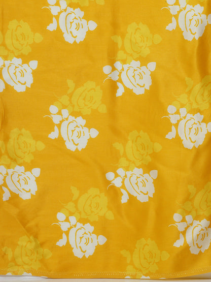 Yellow Floral Print Saree