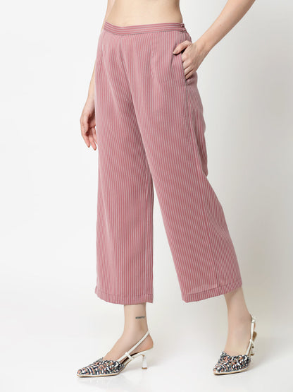Pink Plazzo With White Lines