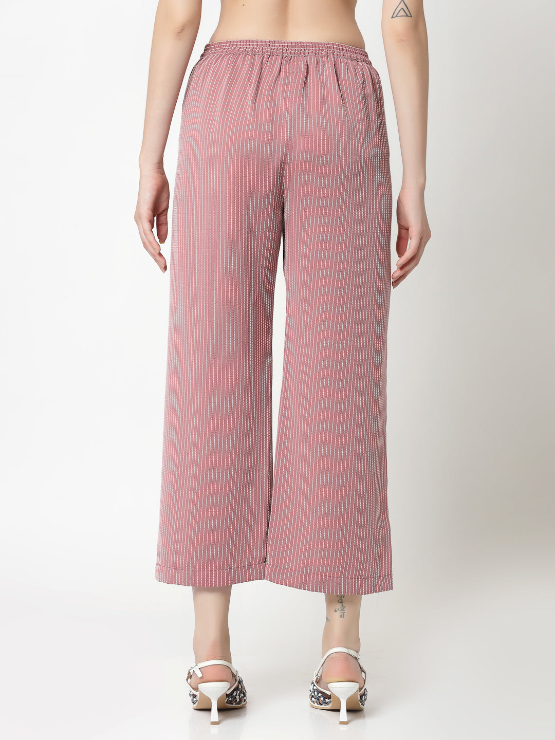 Pink Plazzo With White Lines
