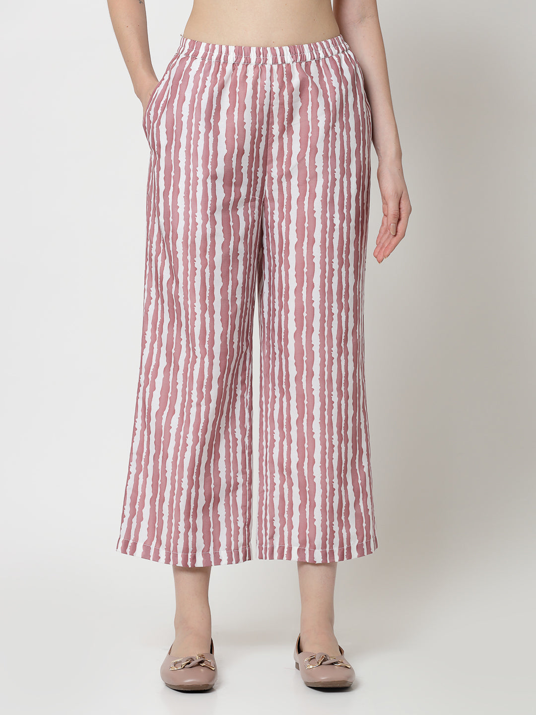 Pink & White Stripe Plazzo