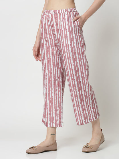 Pink & White Stripe Plazzo