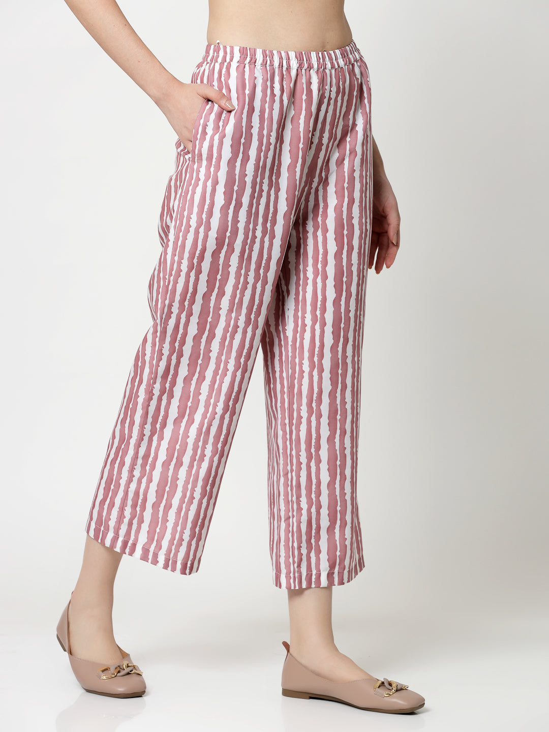 Pink & White Stripe Plazzo