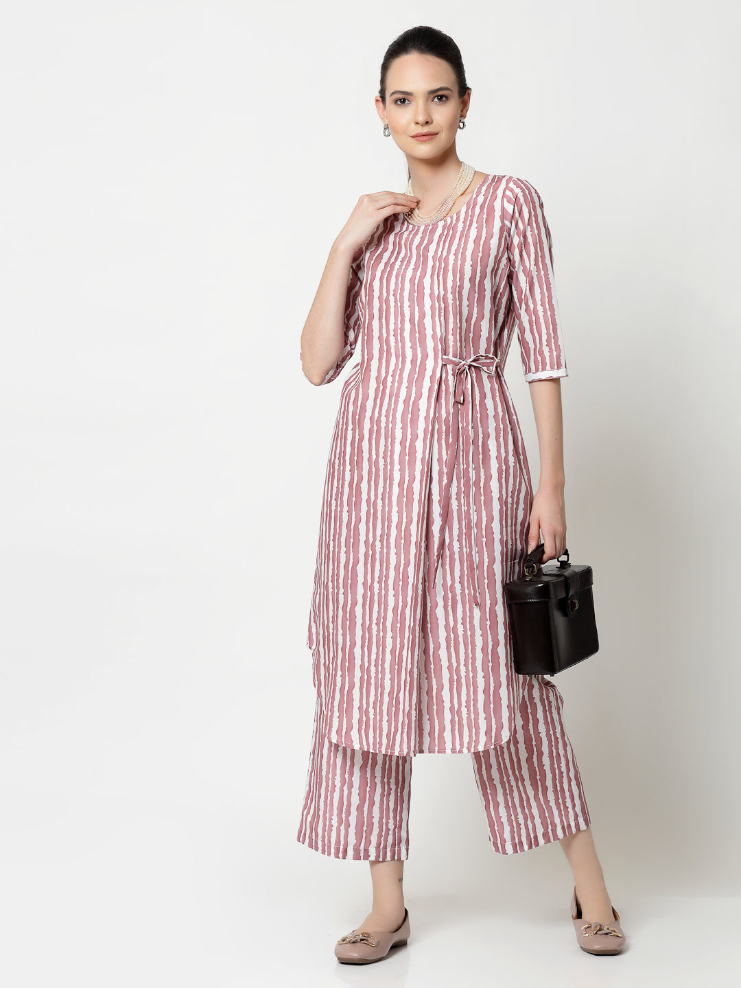 Pink & White Stripe Plazzo