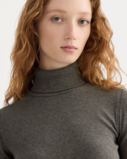 The Luxe Rib Turtleneck | Washed Heathered Fatigue