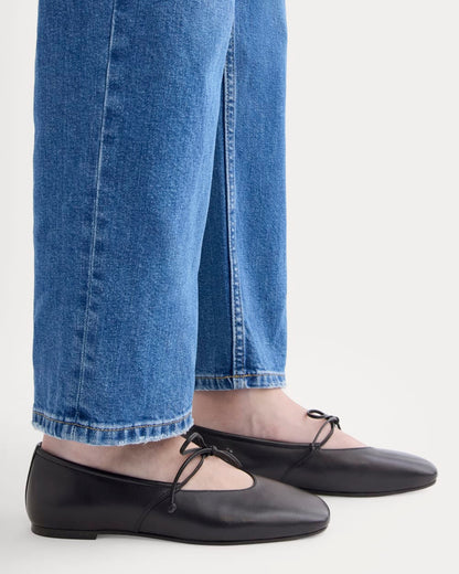 Leather Keyhole Flat | Black