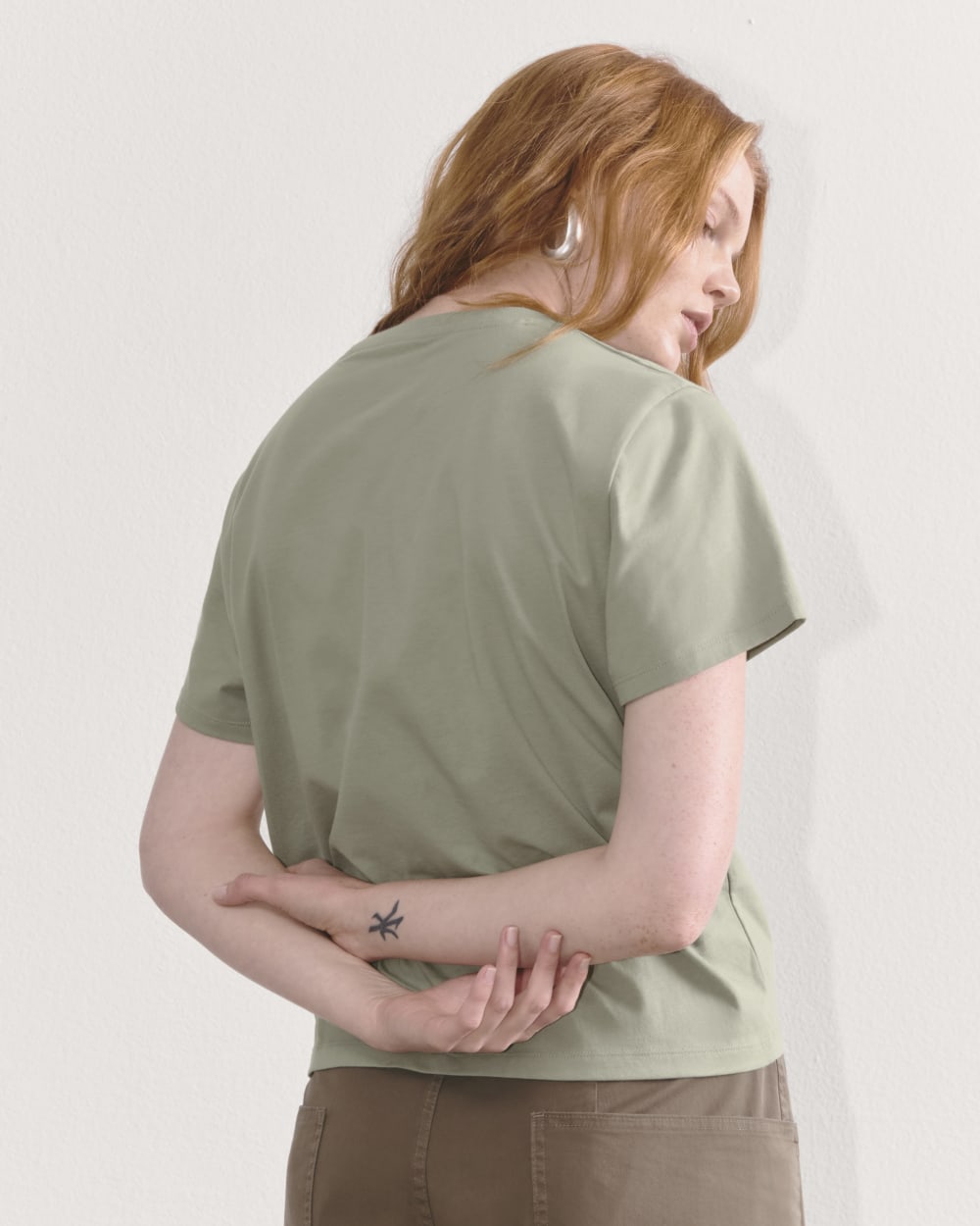 The Box-Cut Tee in Essential Cotton | Sage Green | No Pocket