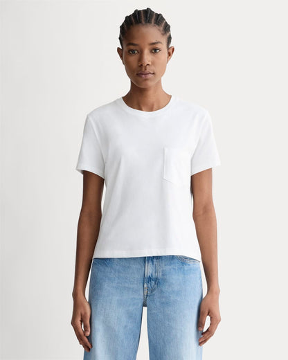 The Box-Cut Tee in Essential Cotton | White | Pocket