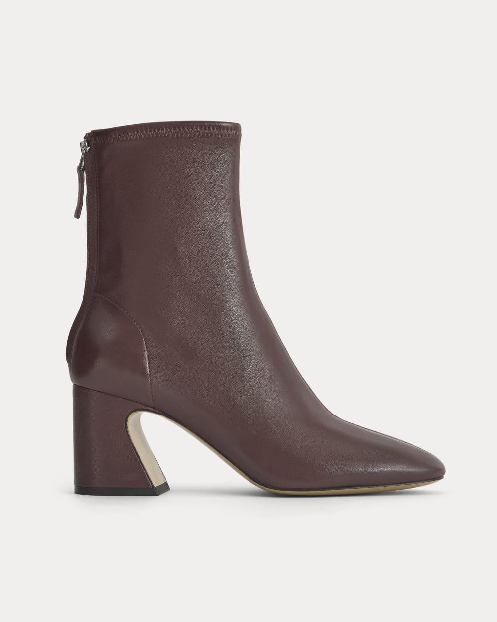 Leather Curved-Heel Boot | Burgundy