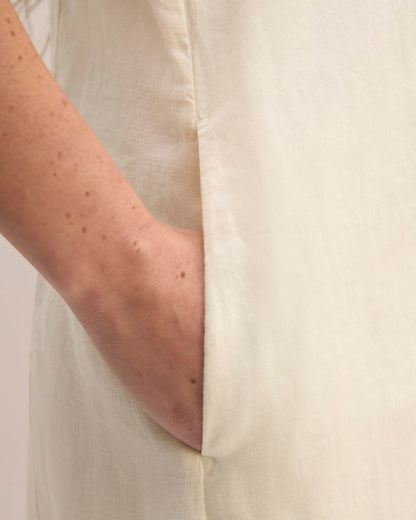 The Linen V-Neck Midi Dress | Bone
