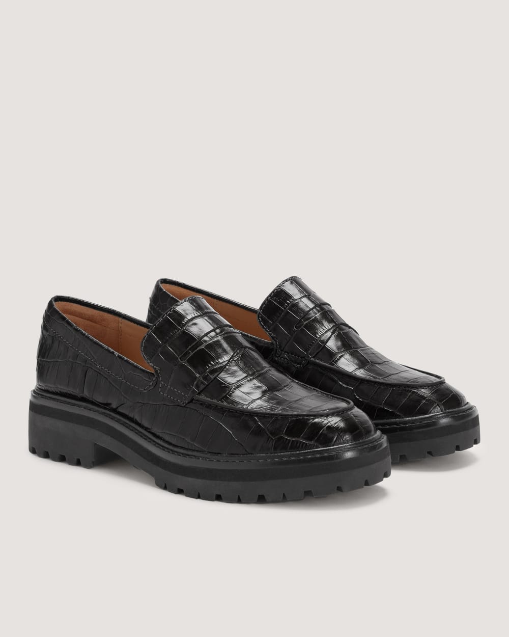 The Lug Loafer | Black Crocodile
