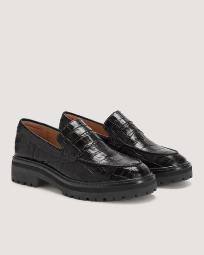 The Lug Loafer | Black Crocodile