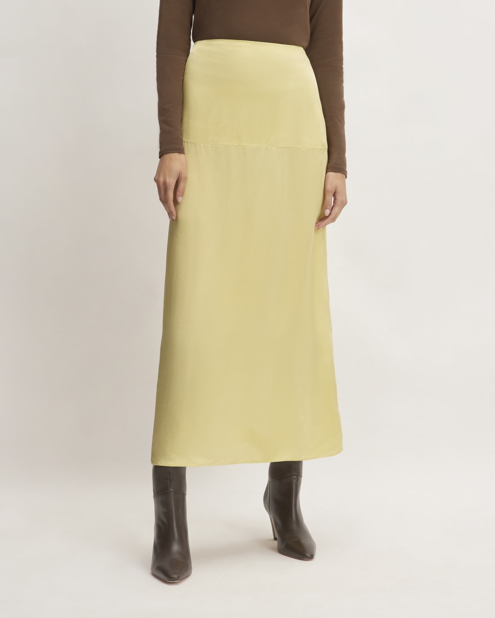 The Hammered Satin Slip Skirt | Raffia