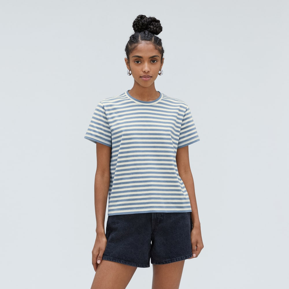 The Box-Cut Tee in Essential Cotton | Spring Lake / Canvas | No Pocket