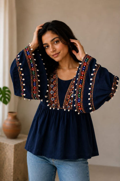 Rayon Real Mirror Work Fancy Top