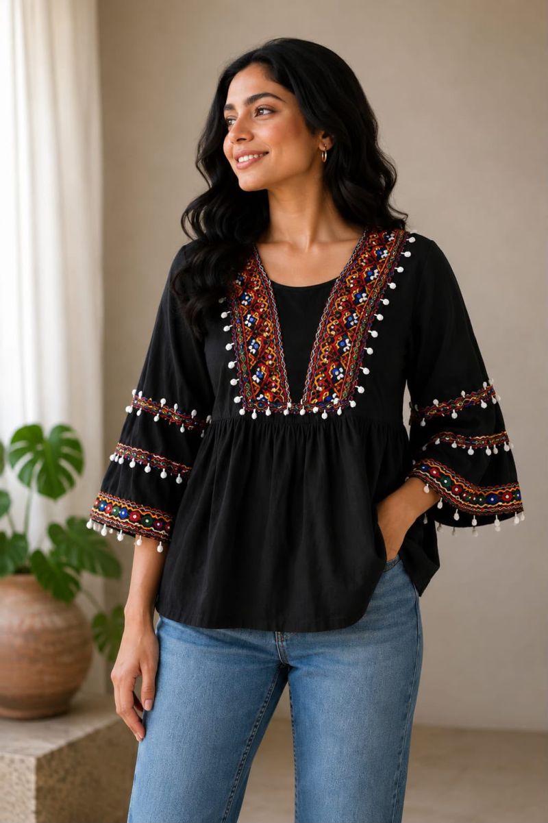 Rayon Real Mirror Work Fancy Top