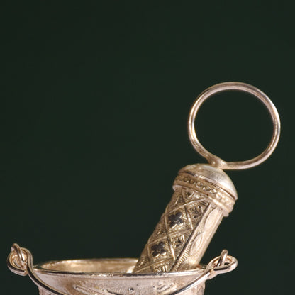 Silver Holi Mini Pichkari And Bucket Set Of 2 With Gift Box