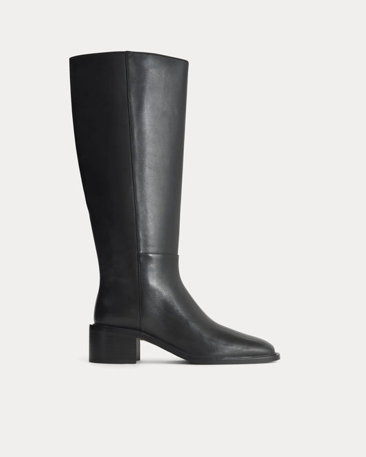 Leather Knee-High City Boot | Black