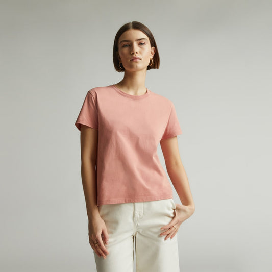 The Box-Cut Tee in Essential Cotton | Light Rose | No Pocket
