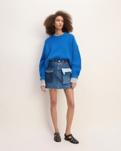 The Denim Patchwork Mini Skirt | Diamond Blue