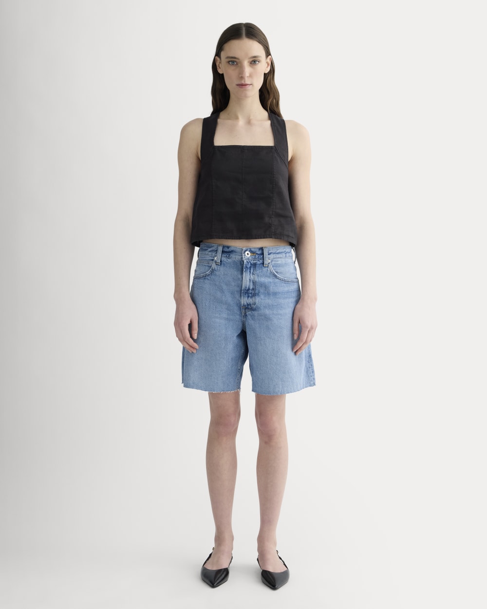 The Crossback Tank in Linen | Black
