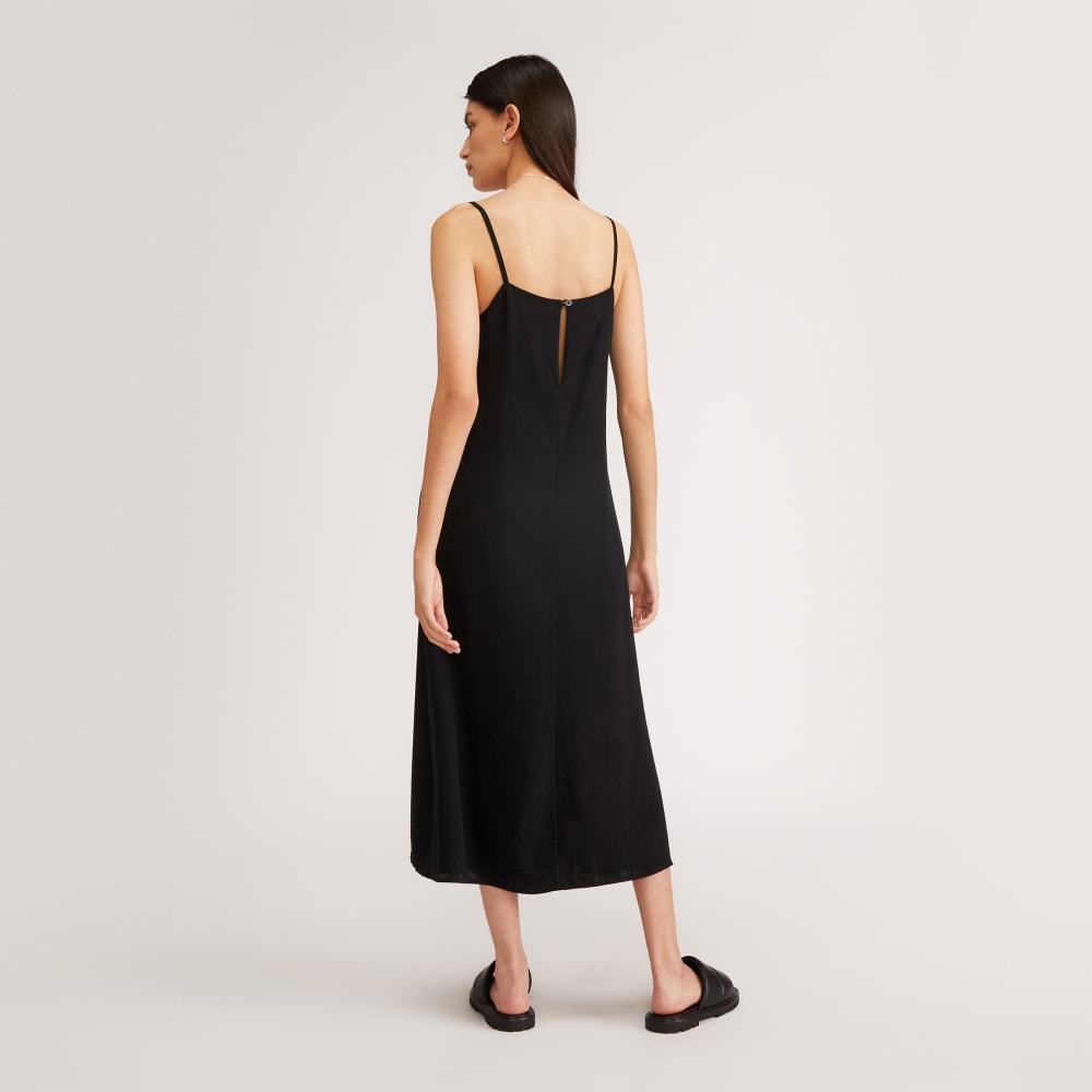 The Satin Square-Neck Slip Dress | Black
