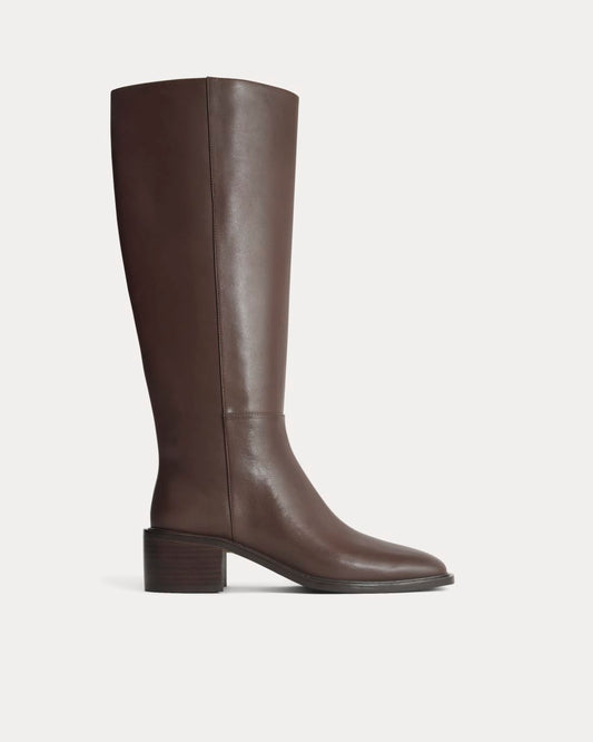 Leather Knee-High City Boot | Deep Brown