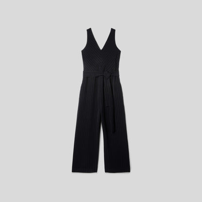 The City Stripe Draped Jumpsuit | Black