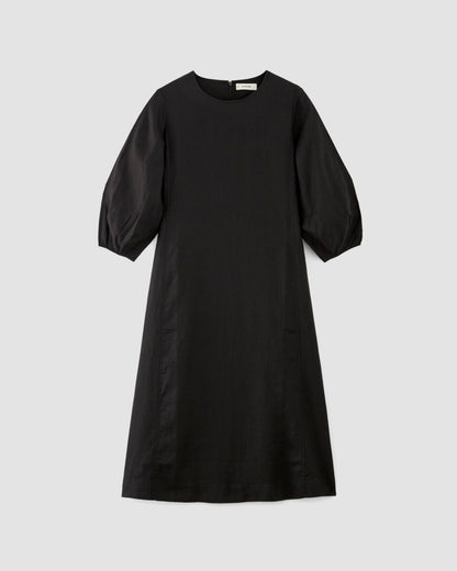 The Linen A-Line Midi Dress | Black