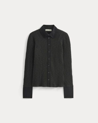 Cozy Rib Button-Up | Black