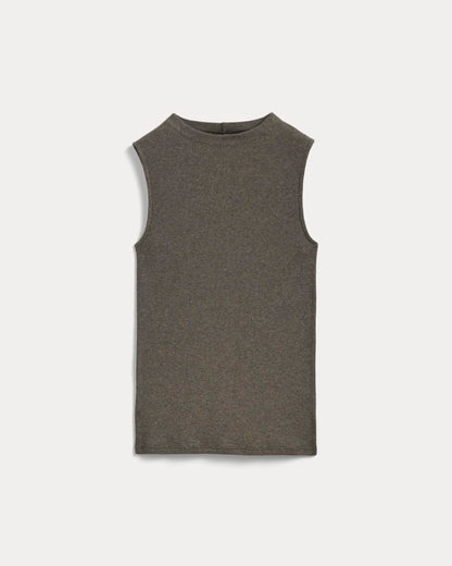 The Luxe Rib Funnel-Neck Tank | Heathered Fatigue
