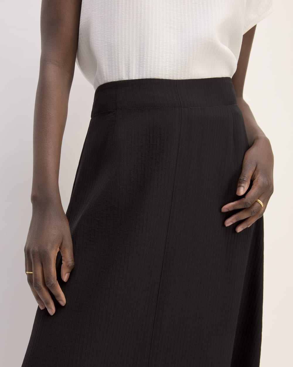 The Mini Jacquard Stripe Slip Skirt | Black