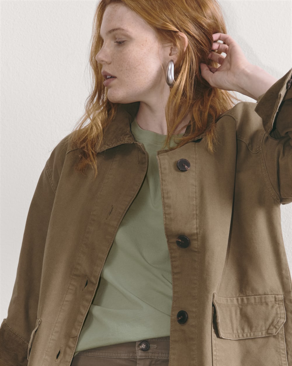 The Box-Cut Tee in Essential Cotton | Sage Green | No Pocket