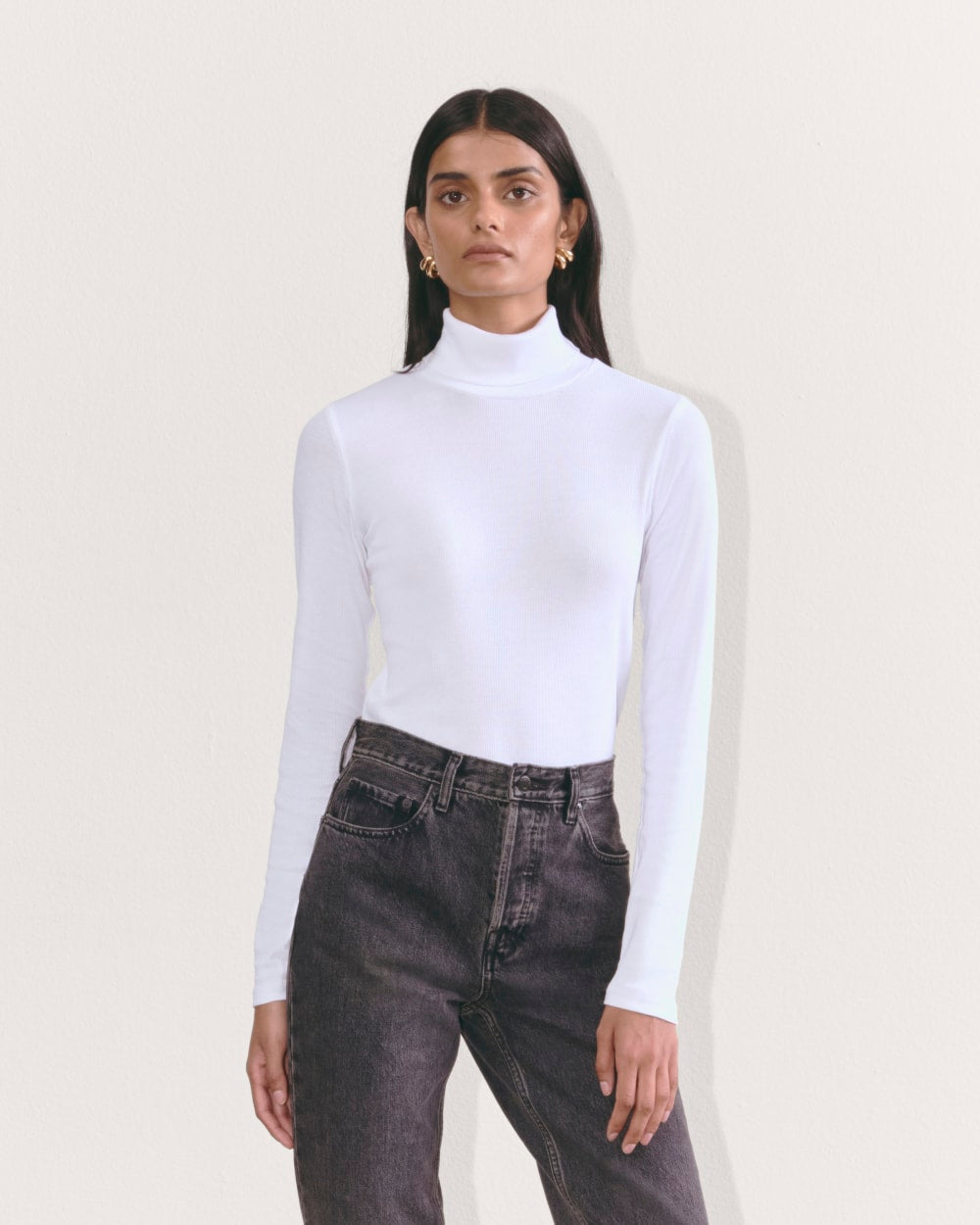 The Luxe Rib Turtleneck | White