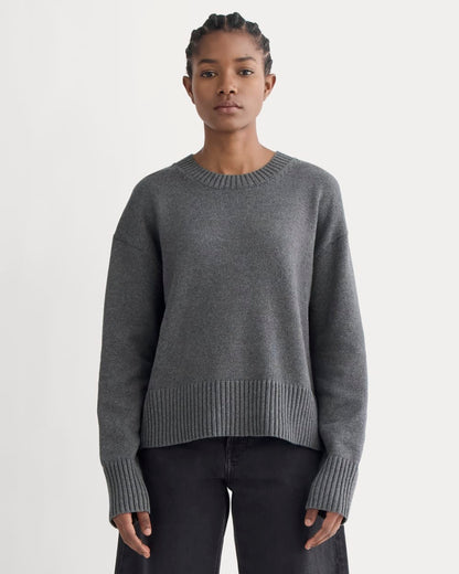The Boxy Sweater in Everyday Cotton | Heathered Charcoal