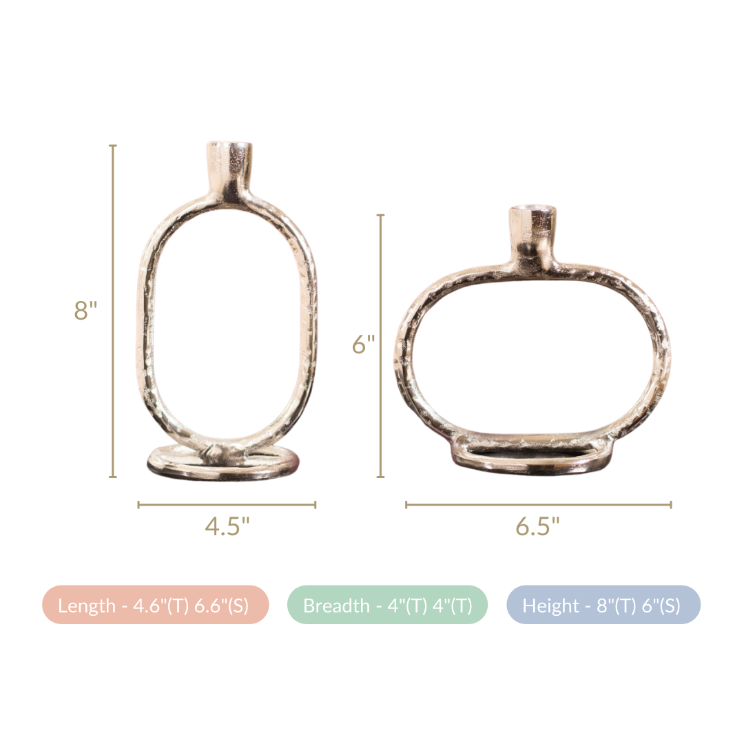 Set Of 2 Silver Modern Candle Stand