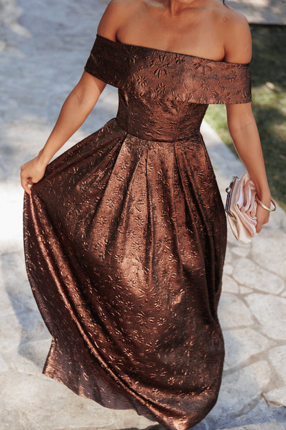 Aberdine Maxi Dress - Brown Brocade