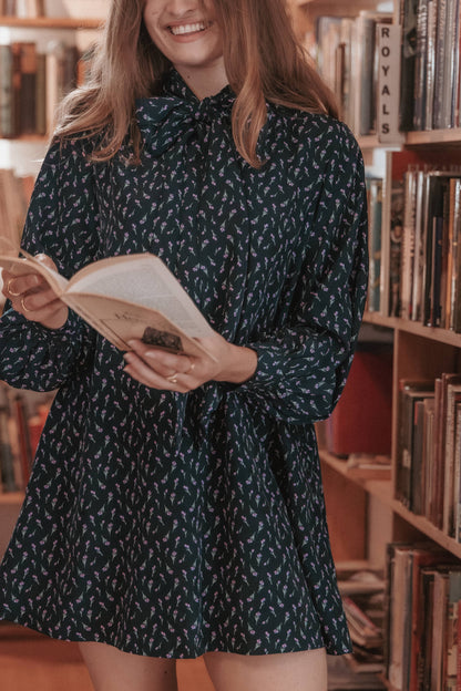 Baylie Long Sleeve Mini Dress - Navy Tulip Floral