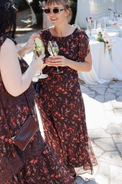 Magdalena Maxi Dress - Plum Blurred Floral
